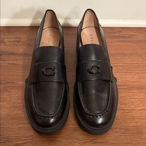 COACH Black Leather Loafers